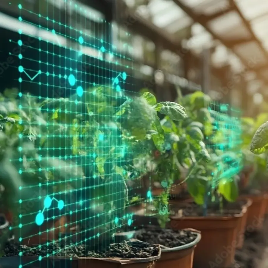 Gewächshauspflanzen mit digitalem Datennetz